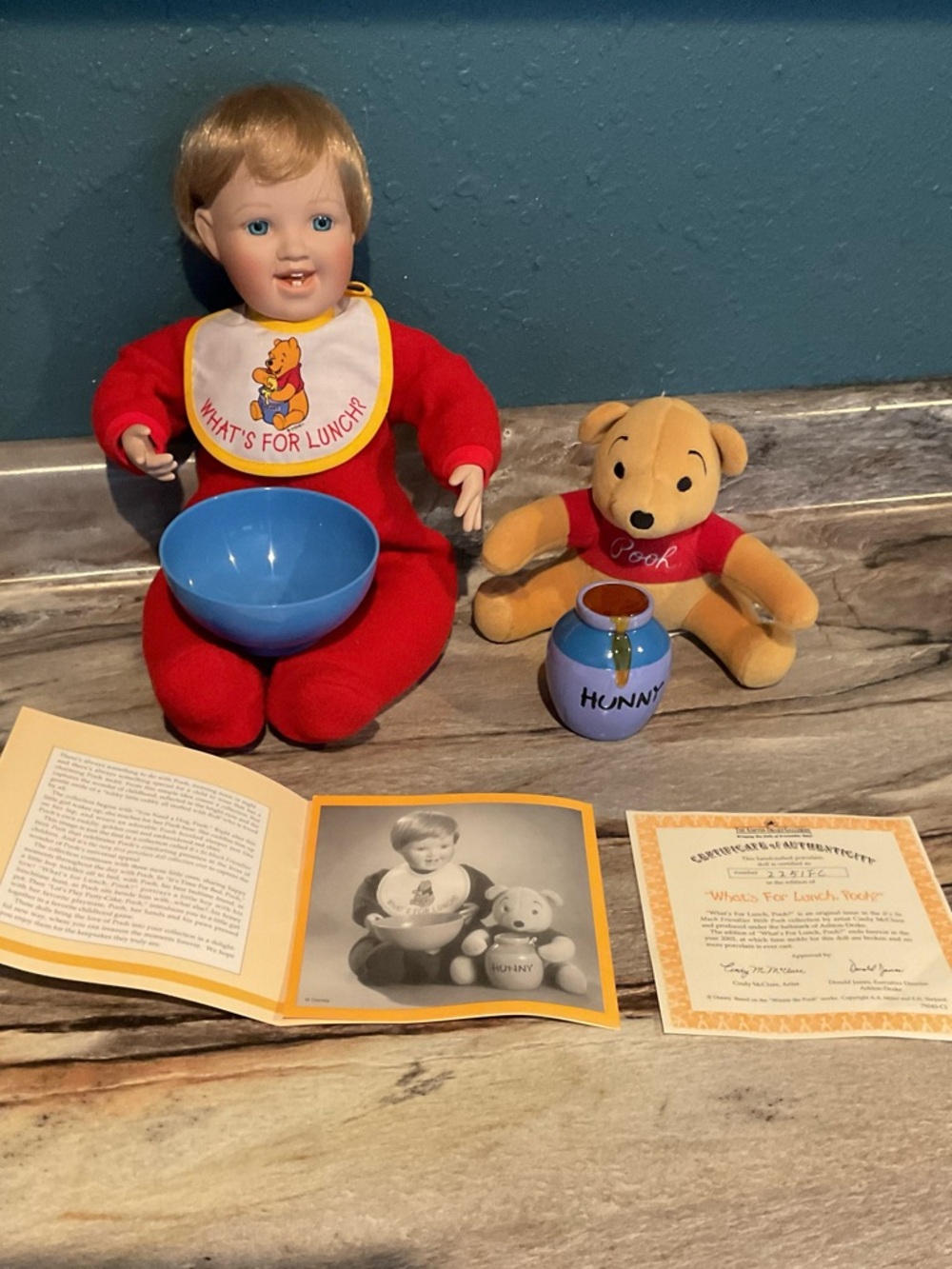 Ashton-Drake "What's for Lunch, Pooh" Porcelain Doll with authentication